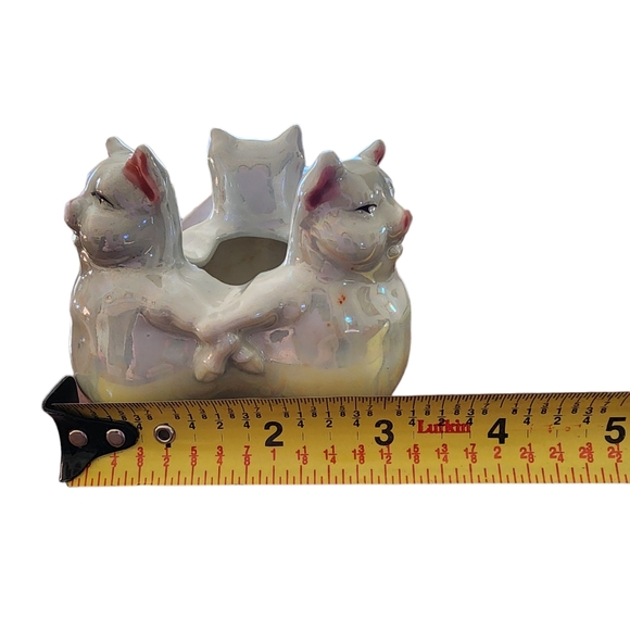 Three Little Pigs Ashtray Japanese Opalescent Pottery - Picture 6 of 6
